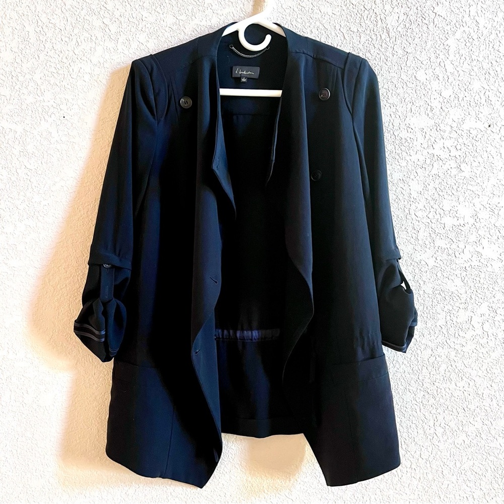 Aritzia T. Babaton Hamelin Jacket Crepe Draped Button Drawstring Black Size 2‎